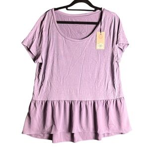 NWT Juicy Couture t-shirt with sheer ruffle in Purple Haze SZ large (TOP ONLY)
